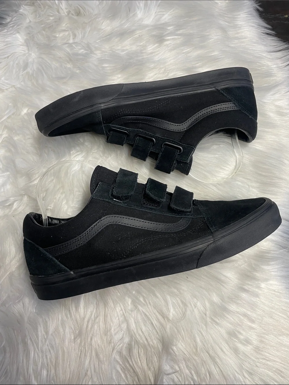 Vans Black Suede Velcro Low-Top Skate Sneakers